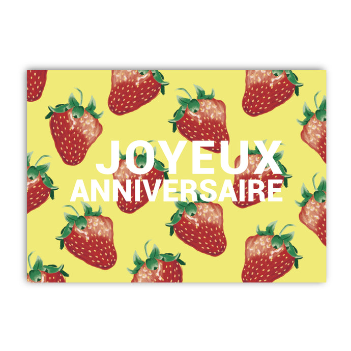 carte fraise - joyeux anniversaire par Marie-Alice vous emmène. Papeterie française