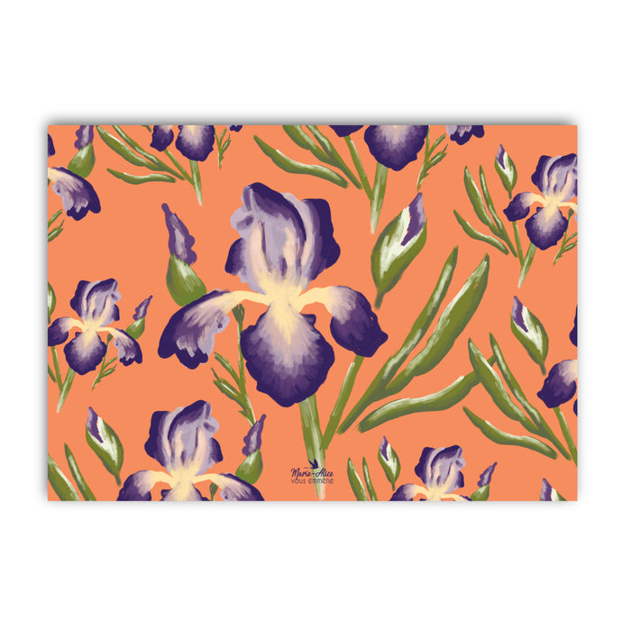 Carte iris orange pastel par Marie-Alice vous emmène. Papeterie française