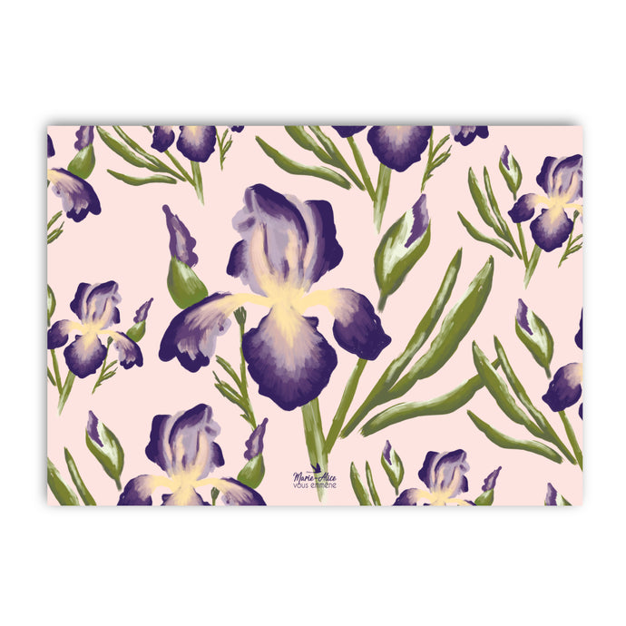 carte iris rose pastel par Marie-ALice vous emmène- papeterie francaise