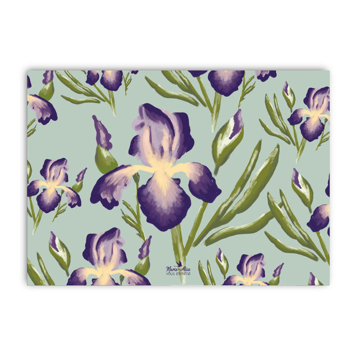 Carte iris vert pastel par Marie-Alice vous emmène - papeterie française