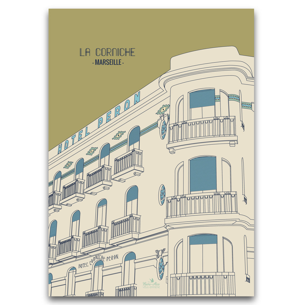 Affiche d'architecture. France, Marseilles. Hotel peron.