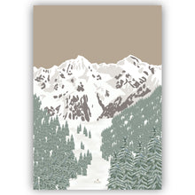 Charger l&#39;image dans la galerie, Paysage de montagne inspirée par le massif de Belledonne des Alpes française.  Couleur beige, gris, blanc. Format 70 X 100 cm 