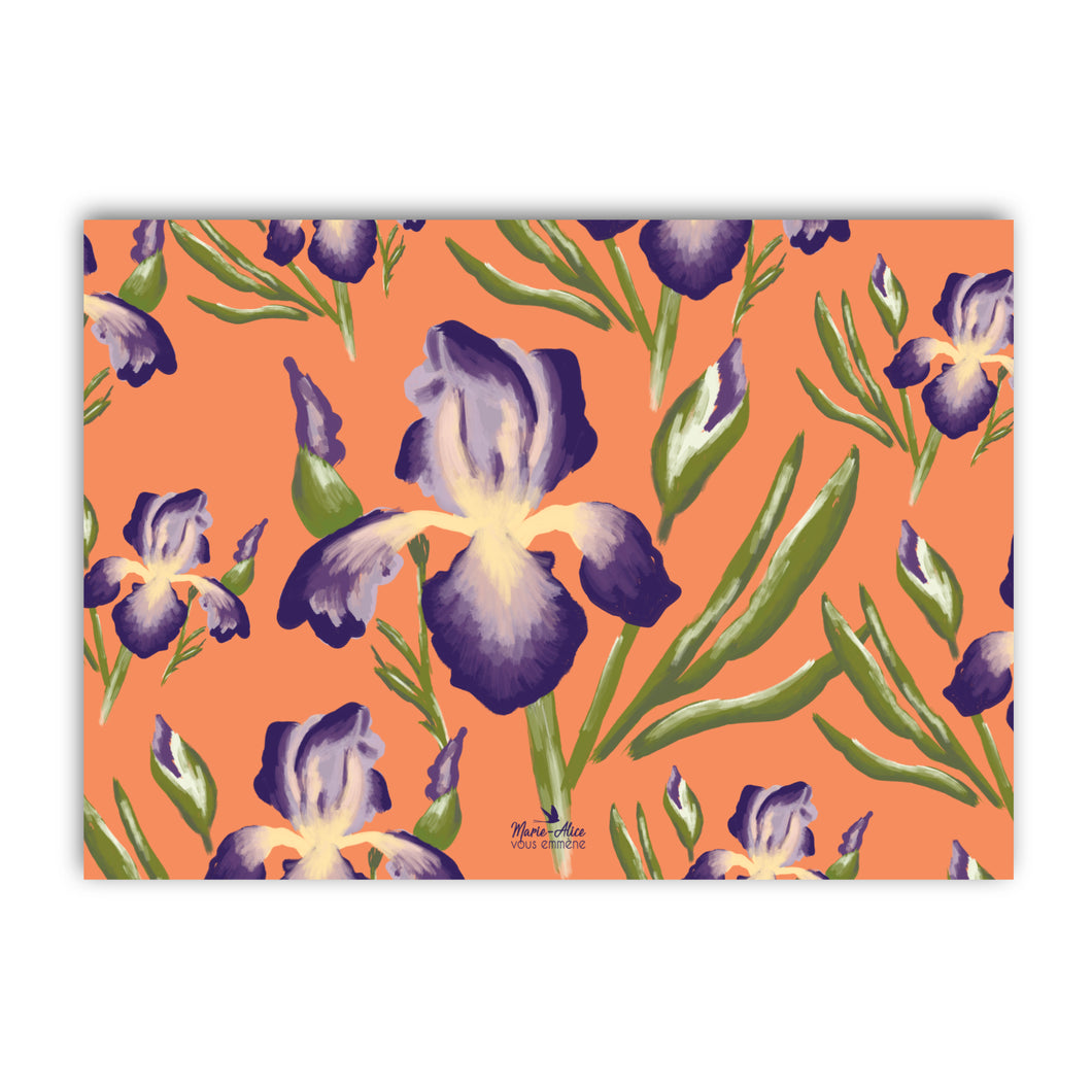 Carte iris orange pastel par Marie-Alice vous emmène. Papeterie française