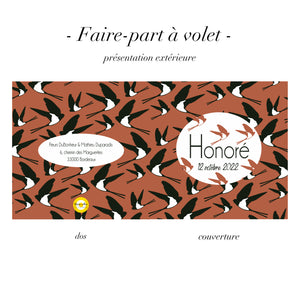 NOUVEAUTÉ - Faire-part - HIRONDELLES - terracotta