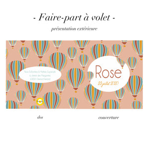 FAIRE-PART MONTGOLFIERES - rose pâle