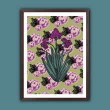 Charger l&#39;image dans la galerie, decoration murale iris vert anis avec cadre marie alice vous emmene 