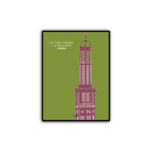 Charger l&#39;image dans la galerie, Affiche d&#39;architecture miniature, France, Grenoble, la Tour Perret, vert matcha