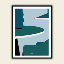 Charger l&#39;image dans la galerie, affiche interieur design avec cadre bleu vert