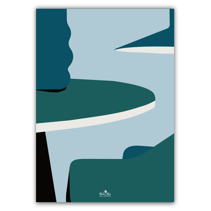 affiche interieur design bleu vert