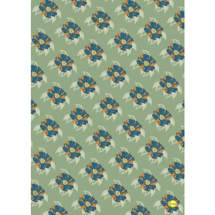 affiche neo vintage vert  clair tendre fleurs 50 x 70 cm décoration murale made in france, made in Saint-Malo, marie alice vous emmene 