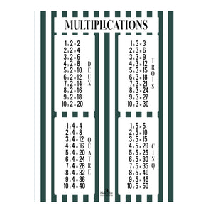 affiche poster table de multiplication rayure vert marie alice vous emmene made in france
