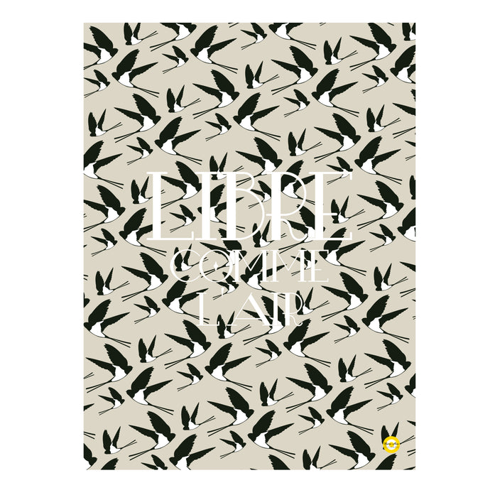 illustration collection libre comme l'air hirondelle gris blanc 18 X 24 cm marie alice vous emmene 