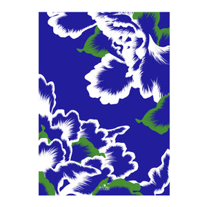 illustration florale effet papier peint bleu blanc vert   format 50 x 70 cmm marie alice vous emmene