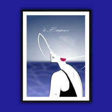Charger l&#39;image dans la galerie, illustration la baigneuse bleue avec son cadre marie alice vous emmene 