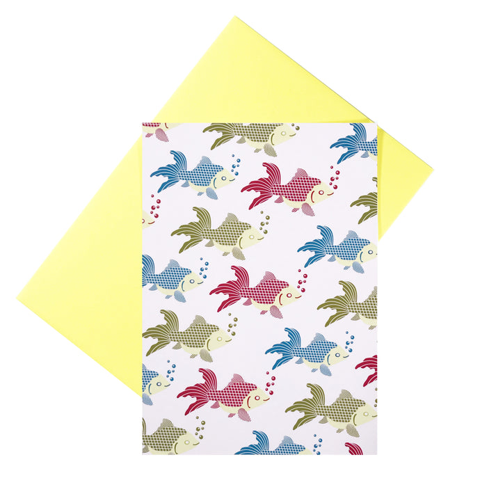 CARTE SOUS L'OCEAN - POISSON VERT fond blanc